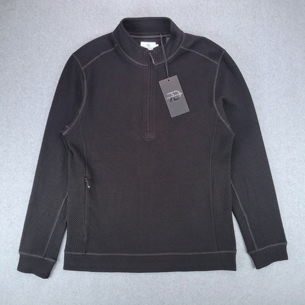 7 Diamonds Restoration Performance 1/4 Zip Mens Small Black Textured Pullover